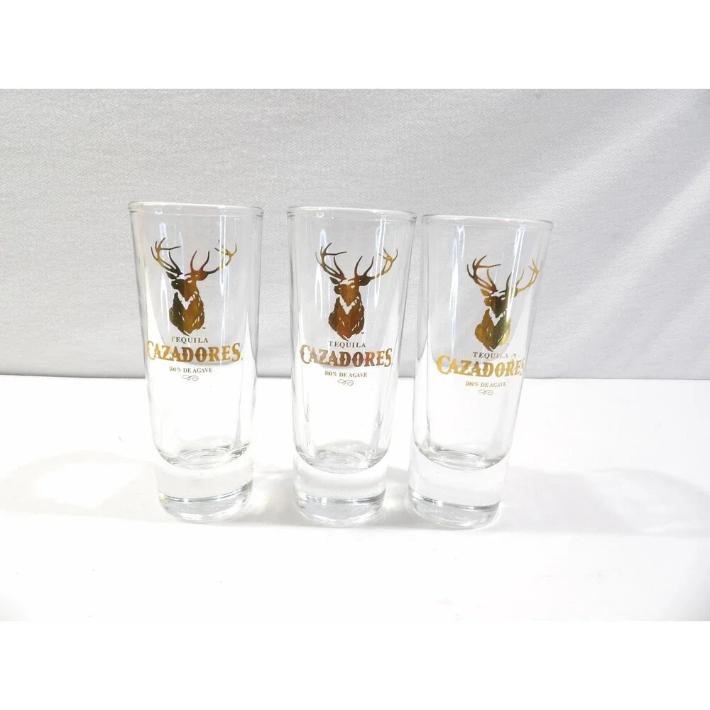 Cazadores Tequila de Agave Tall Shooter Shot Glasses, Set of 3